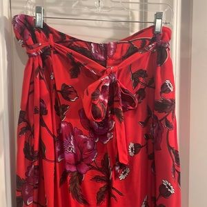 Ettiwe by anthropologie wide leg red floral pants with tie